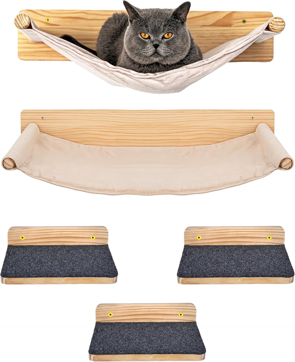 5-teiliges Hängematten-Set für Katzen, 5-teilig Beige
