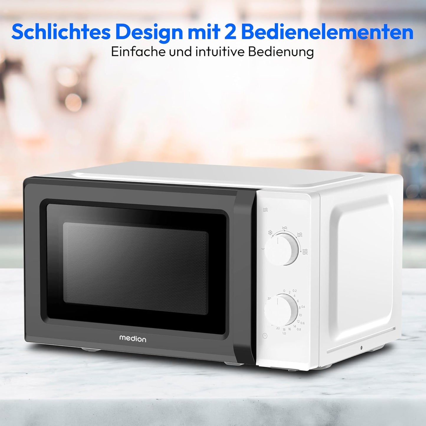 MD11475 Mikrowelle mit Timer & Auftaufunktion, Weiß