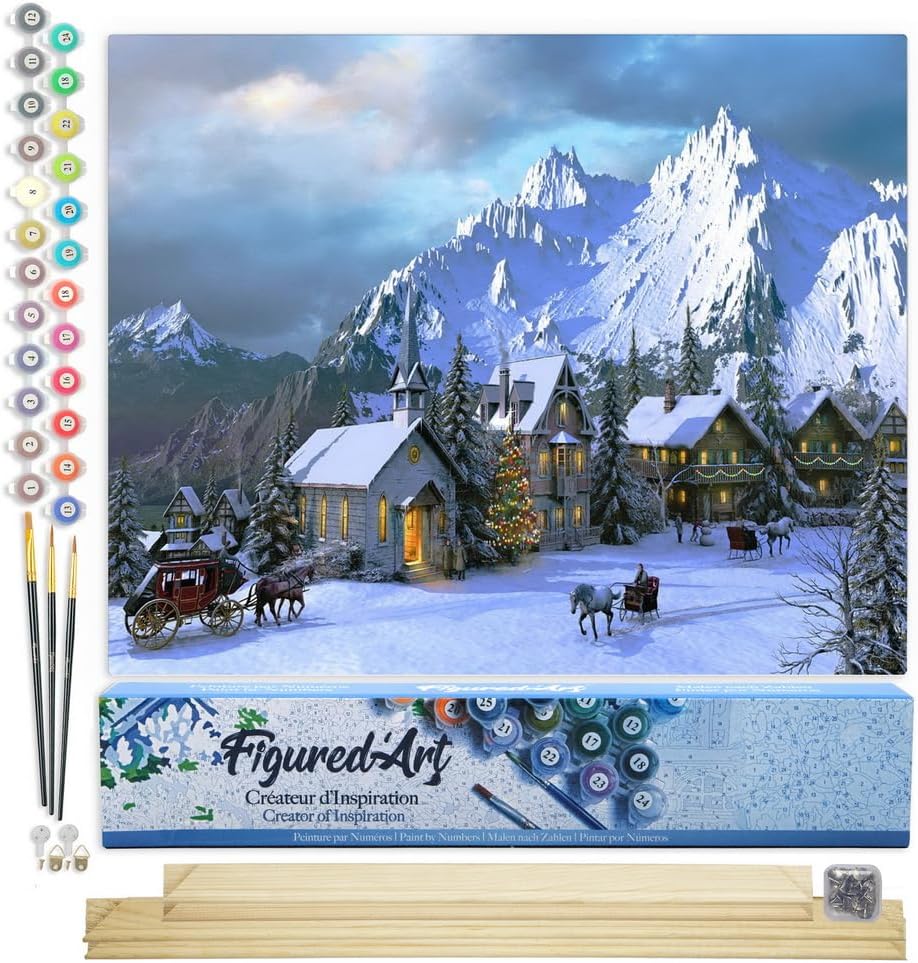 Malen nach Zahlen - Winter in den Alpen, Winter in den Alpen 40x50cm Mit Keilrahmen (nicht gespannt)