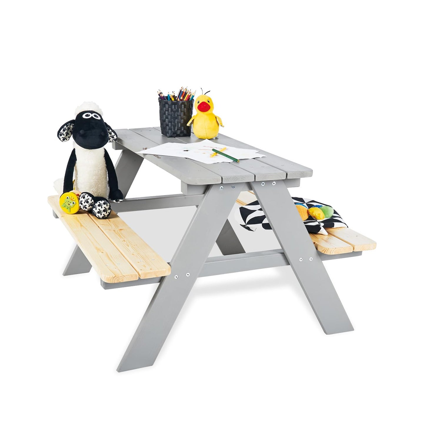 Kindersitzgarnitur Nicki für 4, Grau 90x79x50 cm (1er Pack) Single