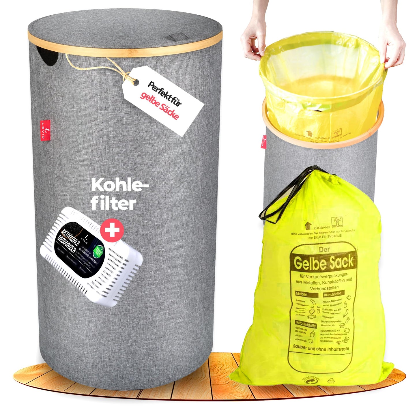 Müllsackständer mit Geruchsfilter, Grau