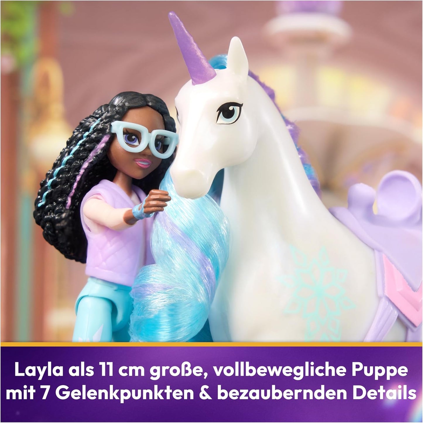 Einhorn-Spielset Layla & Glacier (12 cm, Rollenspiel), Layla und Einhorn Glacier