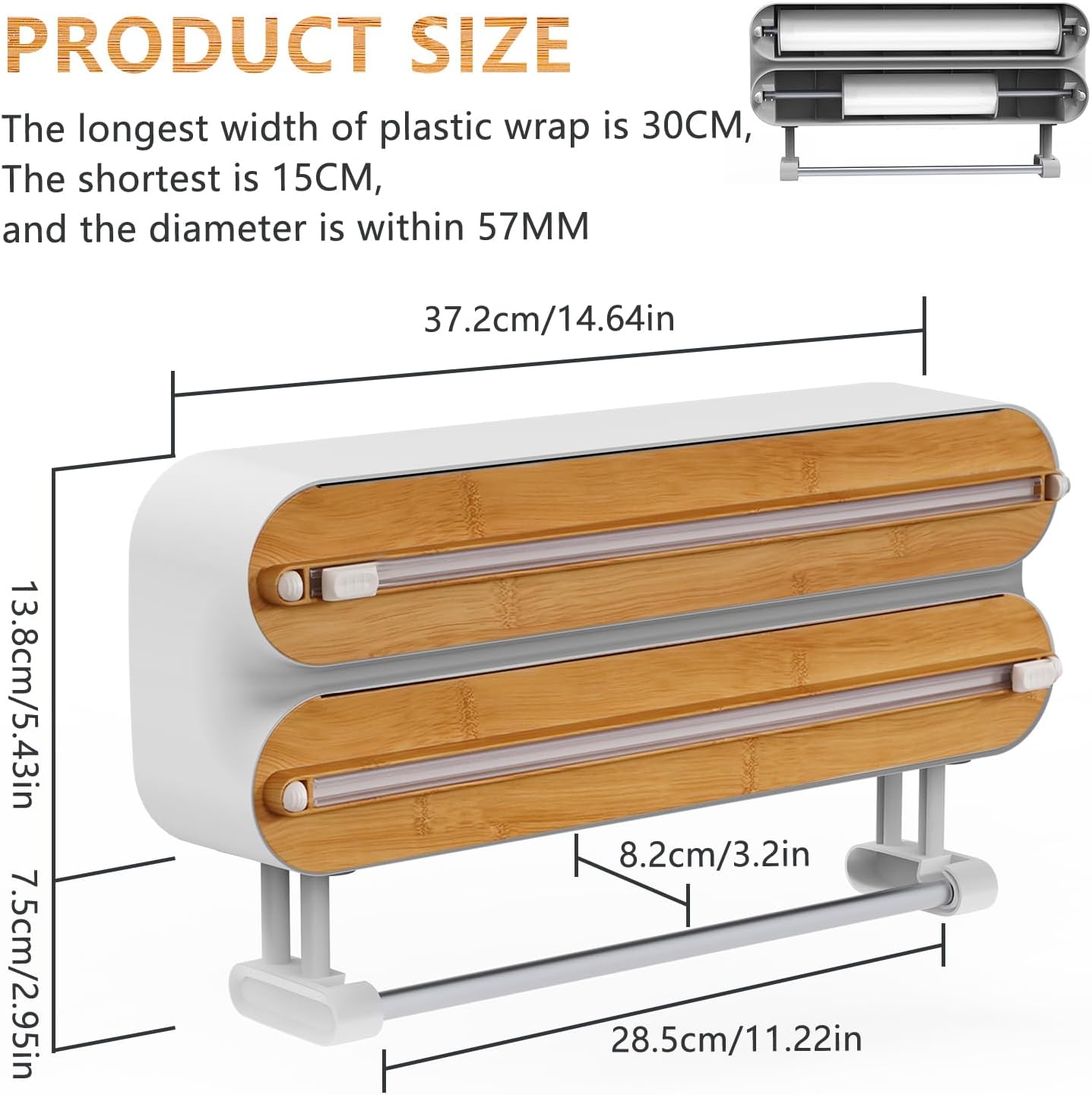 Magnetischer Folien- und Wandrollenhalter Küche, Bambusfarbe