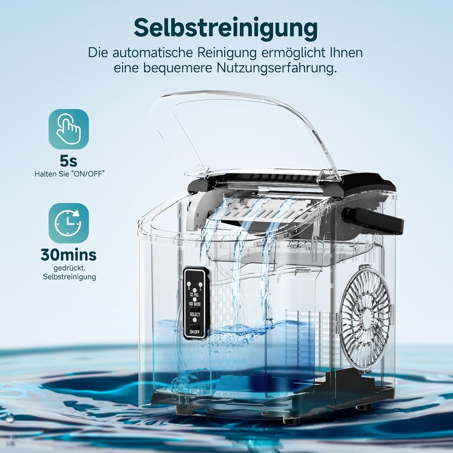 Tragbare Eiswürfelmaschine, Silber-1.2L