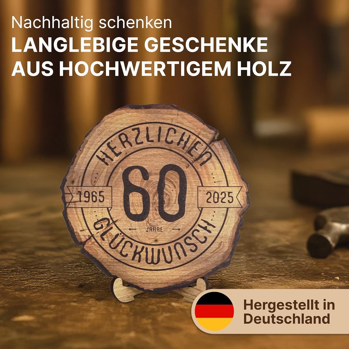 Baumscheibe mit Gravur zum 70. Geburtstag, 70 Jahre XL 30cm