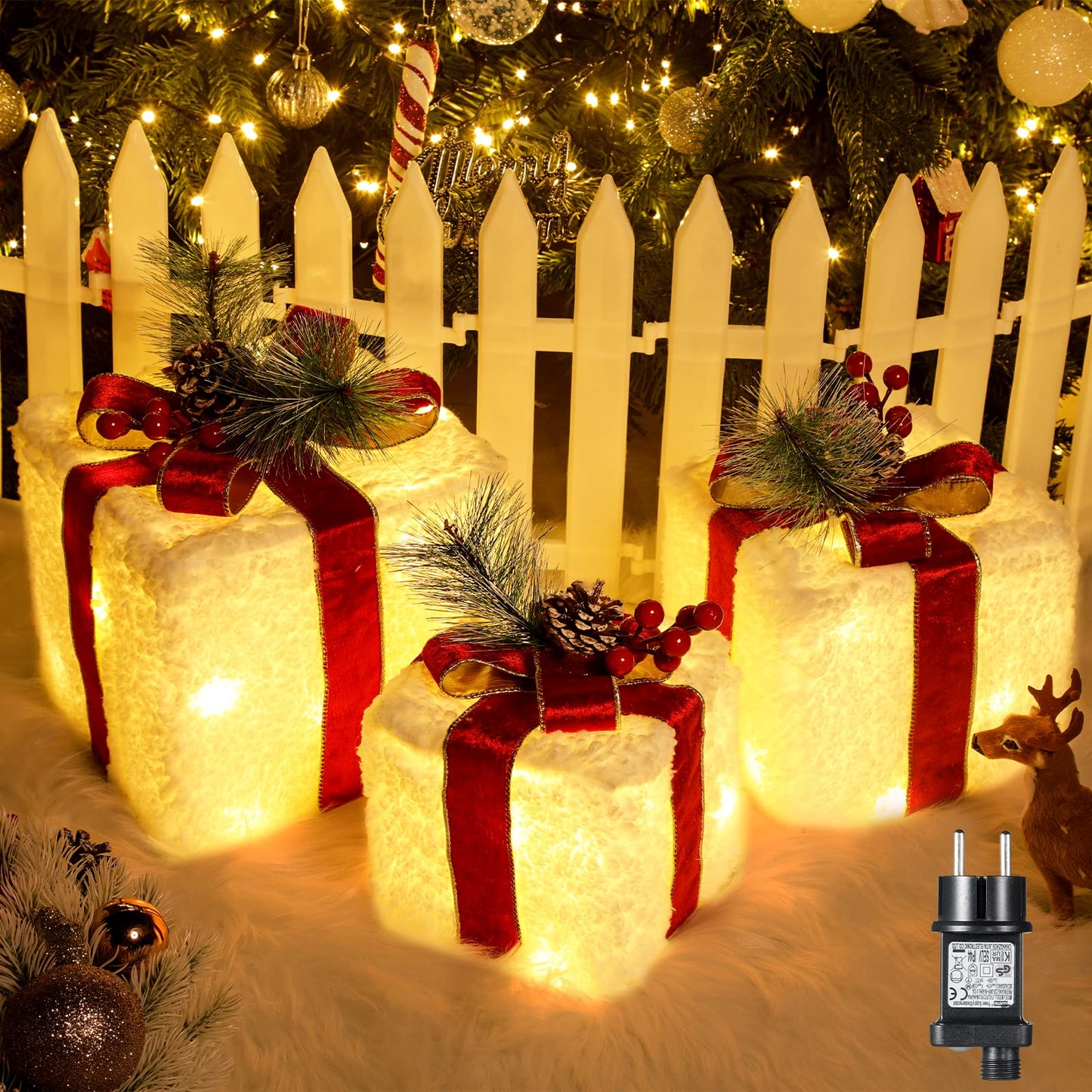 LED Geschenkboxen Set, Rot