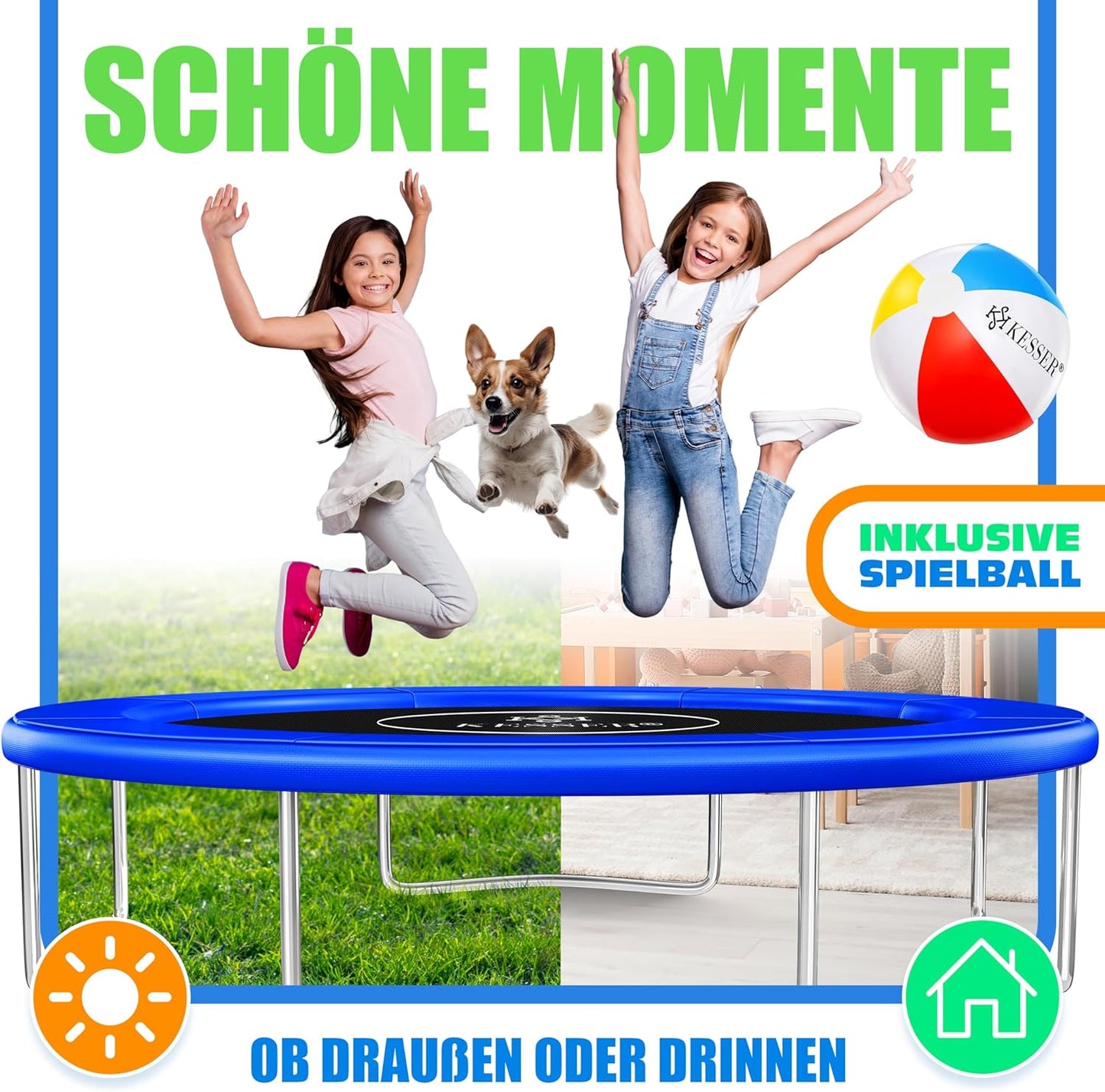 Trampolin Randabdeckung UV-beständig, Blau 244 cm