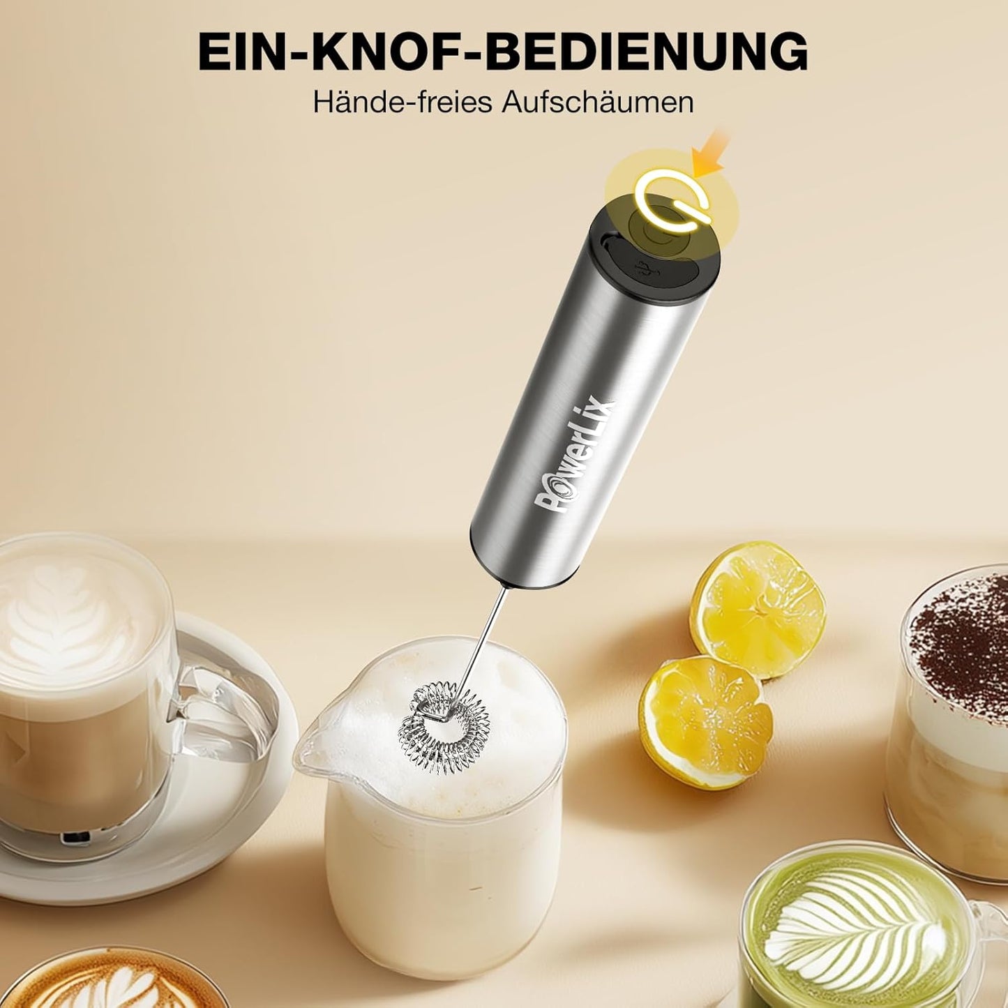 Elektrischer Milchschäumer Pro 3-in-1, Silber