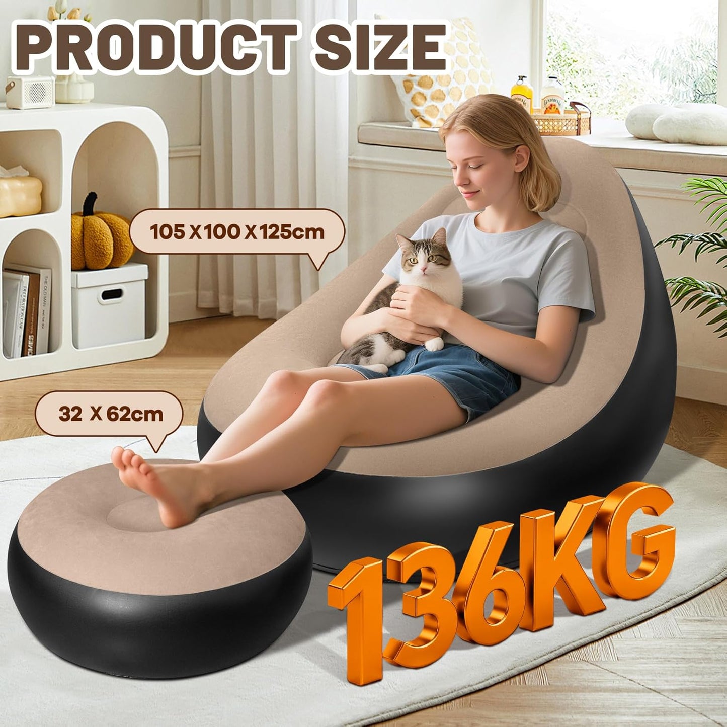 Aufblasbares Sofa mit Fusshocker für Camping