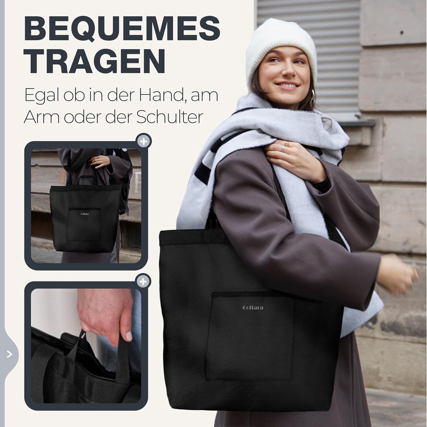 Grosse Einkaufstasche, 40L, Schwarz