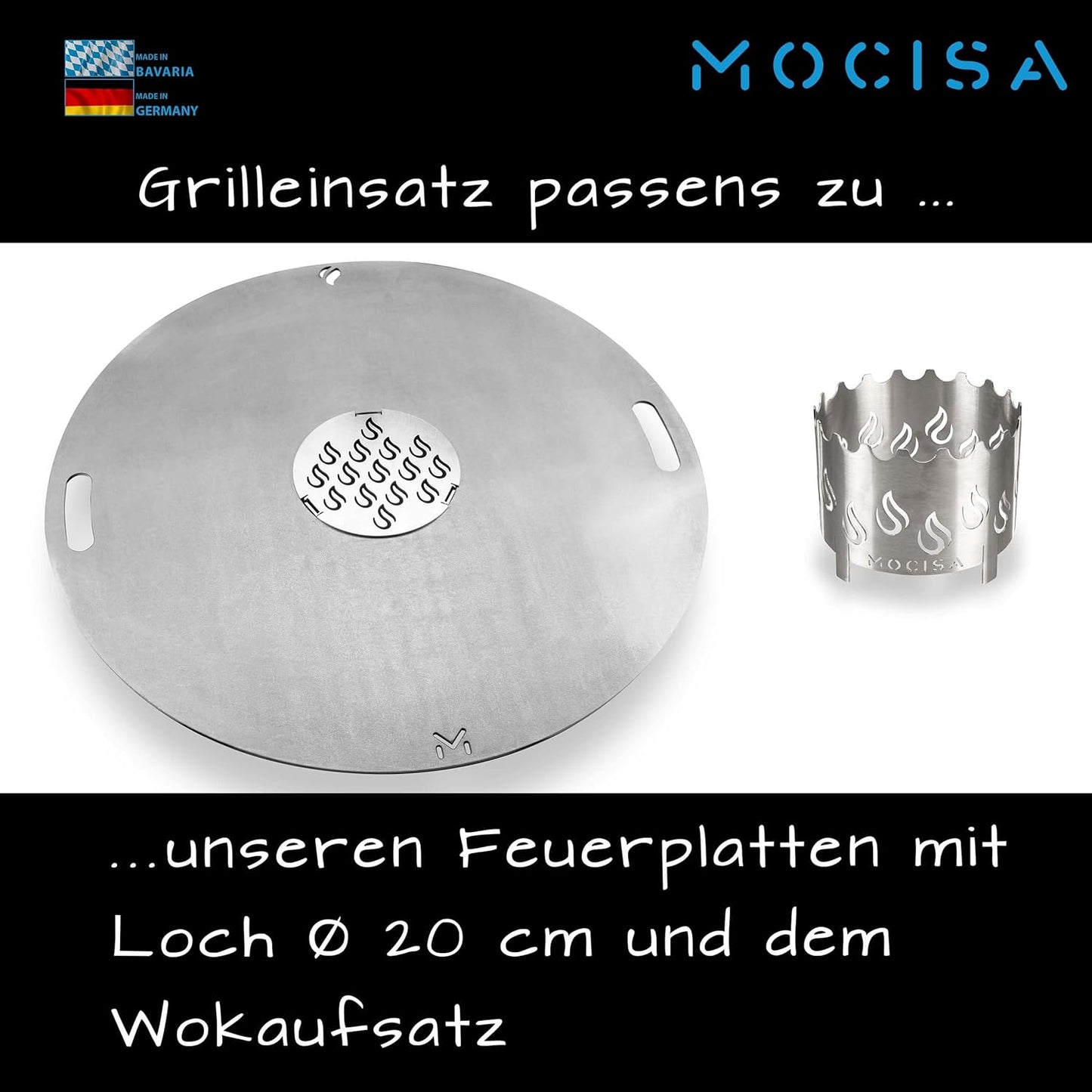 Grilleinsatz für Feuerplatte (20 cm), Grilleinsatz Ø20cm Edelstahl