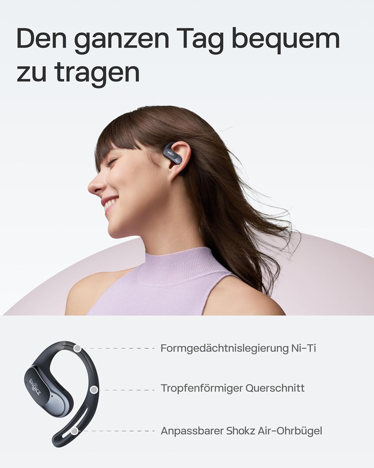 Open-Ear Bluetooth Ohrhörer, Schwarz