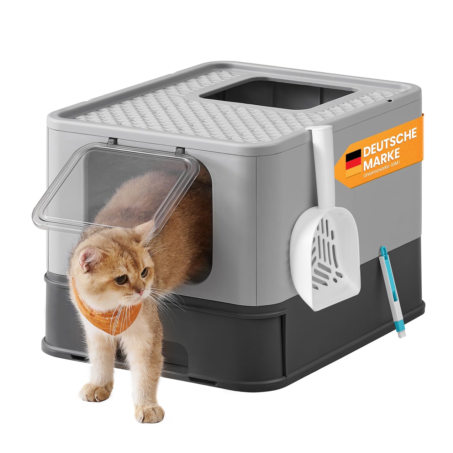 Katzenklo mit Deckel, Einzeln - Gross Anthrazitgrau + Taubengrau