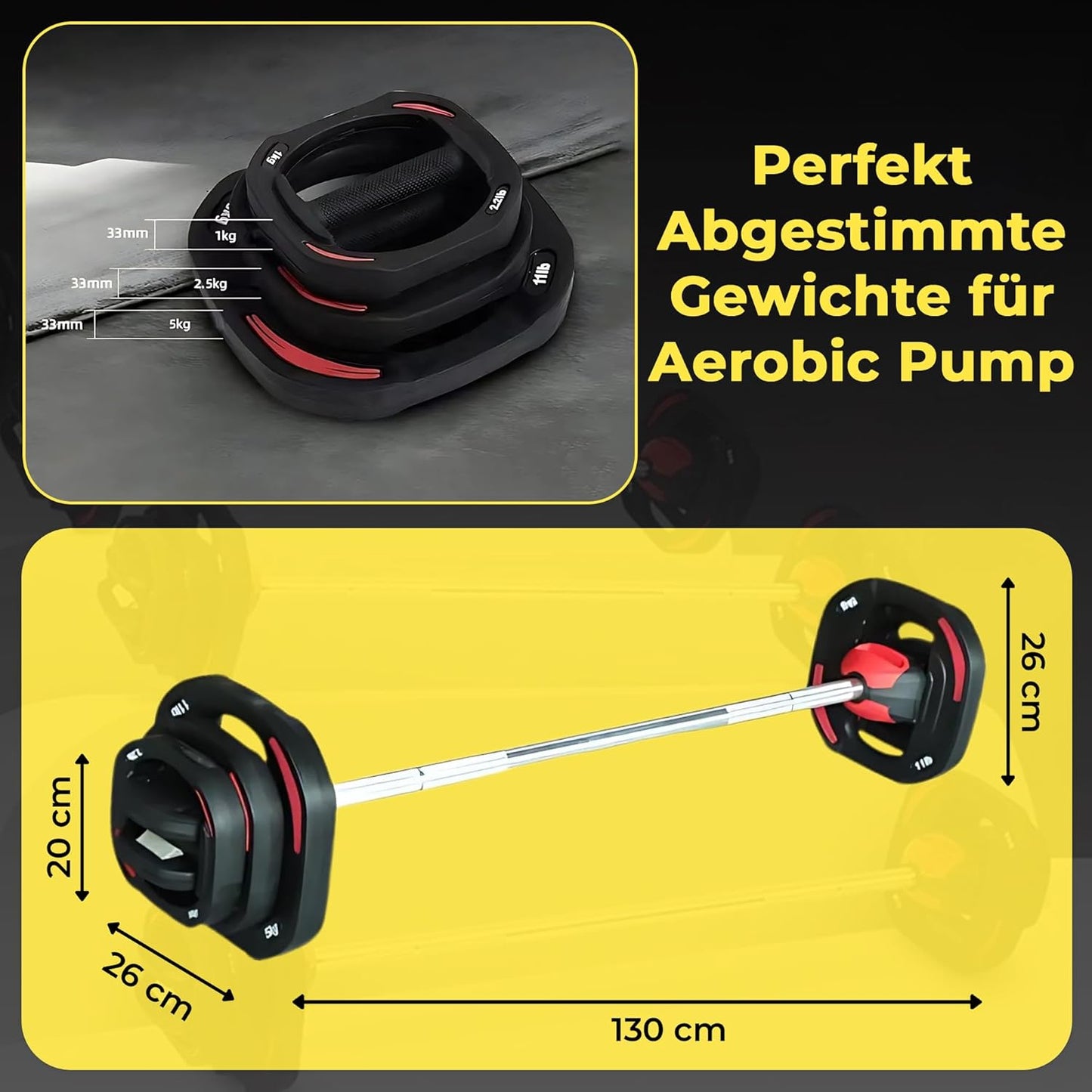 Aerobic Pump Langhantelset mit Gummi-Scheiben