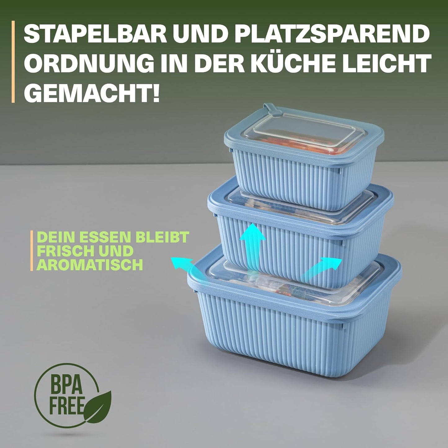 6er-Set Frischhaltedosen mit Ventildeckel, Blau 6er Set Rechteckig
