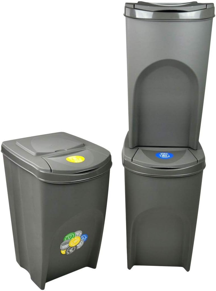 Müllbox SortiBox, Grau 3x35L