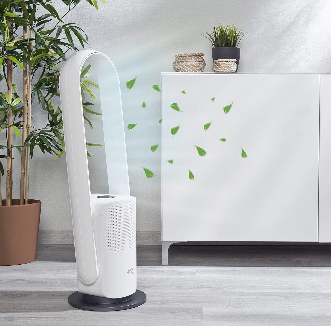 Rotorloser 360°-Ventilator & Luftreiniger