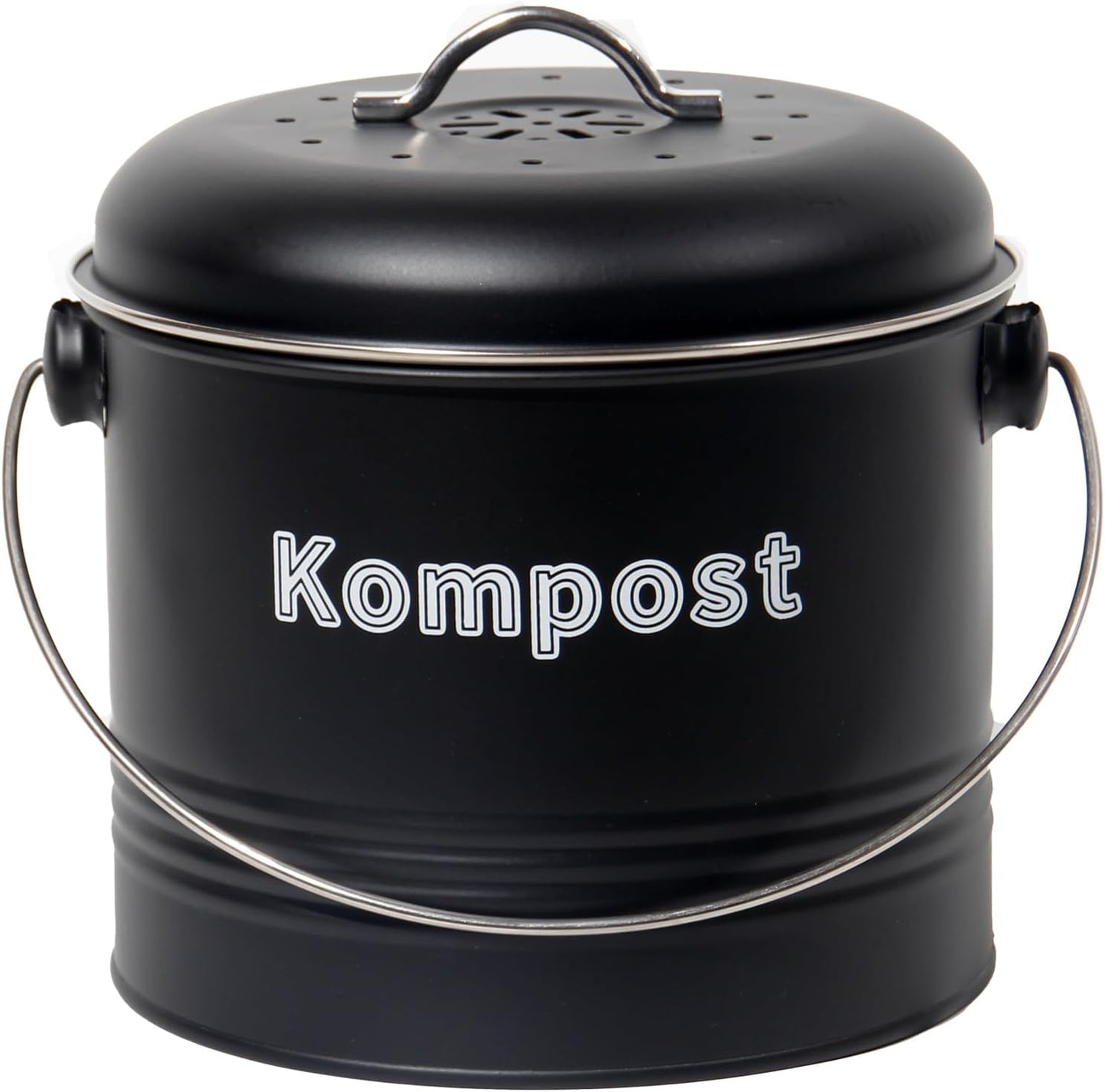 Biomülleimer mit Aktivkohlefilter, Schwarz