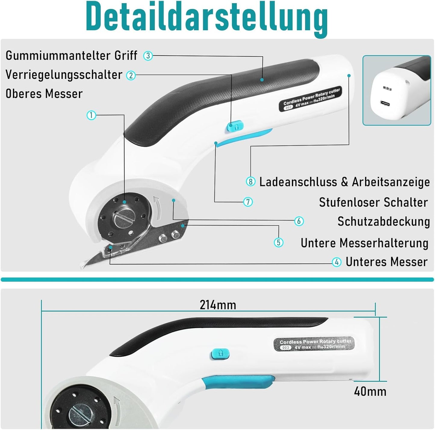 Elektrische Kartonschneider mit Akku und Rollklingen