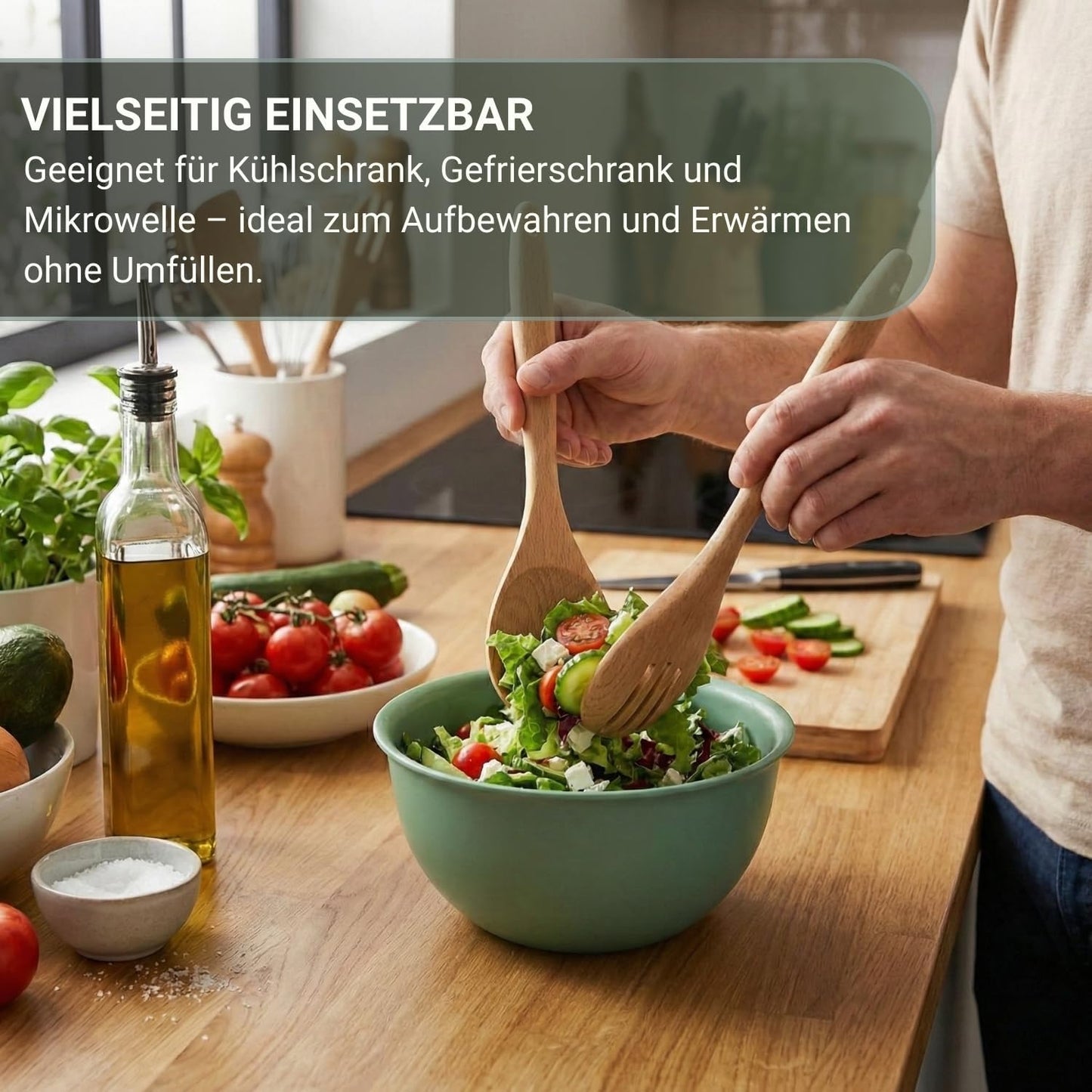 Salatschüssel, spülmaschinen- & mikrowellengeeignet, Salbei 5 l