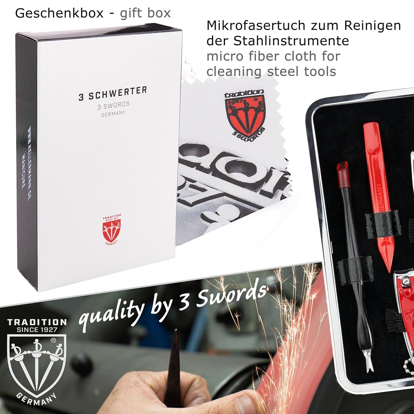Cuneo - 8-teiliges Nagelpflegeset, KUNSTLEDER - ROT