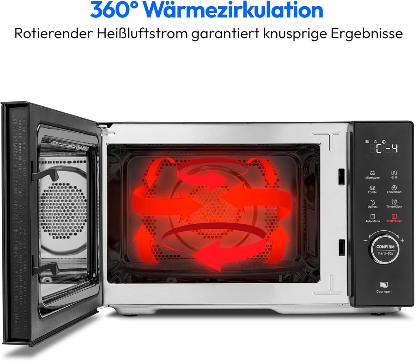 Mikrowelle mit Grill & Heissluftfunktion (23L, 11 Programme), 23 Liter Grill + Heißluft