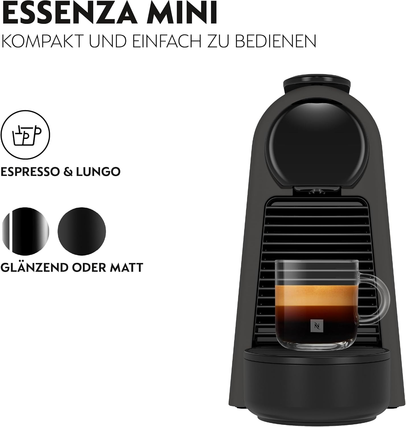 Nespresso Essenza Mini EN85.BKMT, Mattschwarz