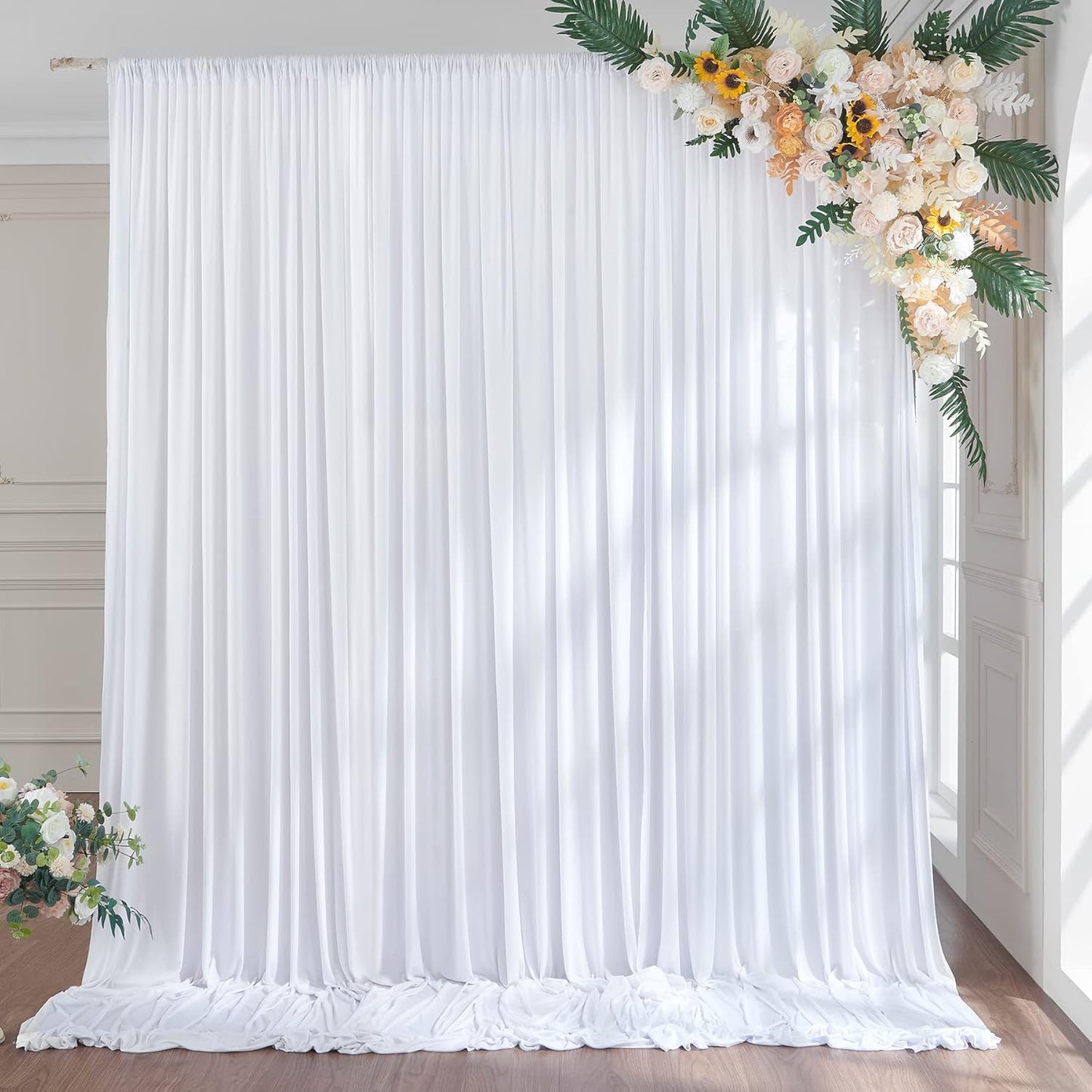 Faltenfreie Hintergrund Vorhänge-Set (4 Stück), W150×H300cm(4 Stücke) Weiss