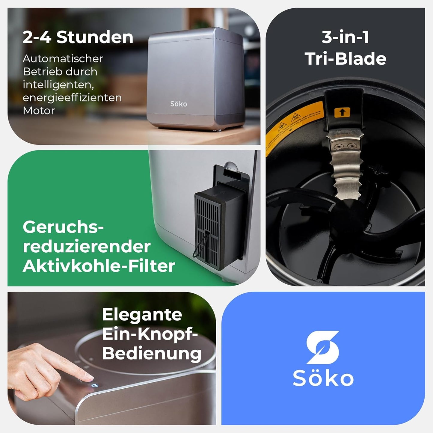 Elektrischer Schnellkomposter, Grau Ohne Fensterdeckel