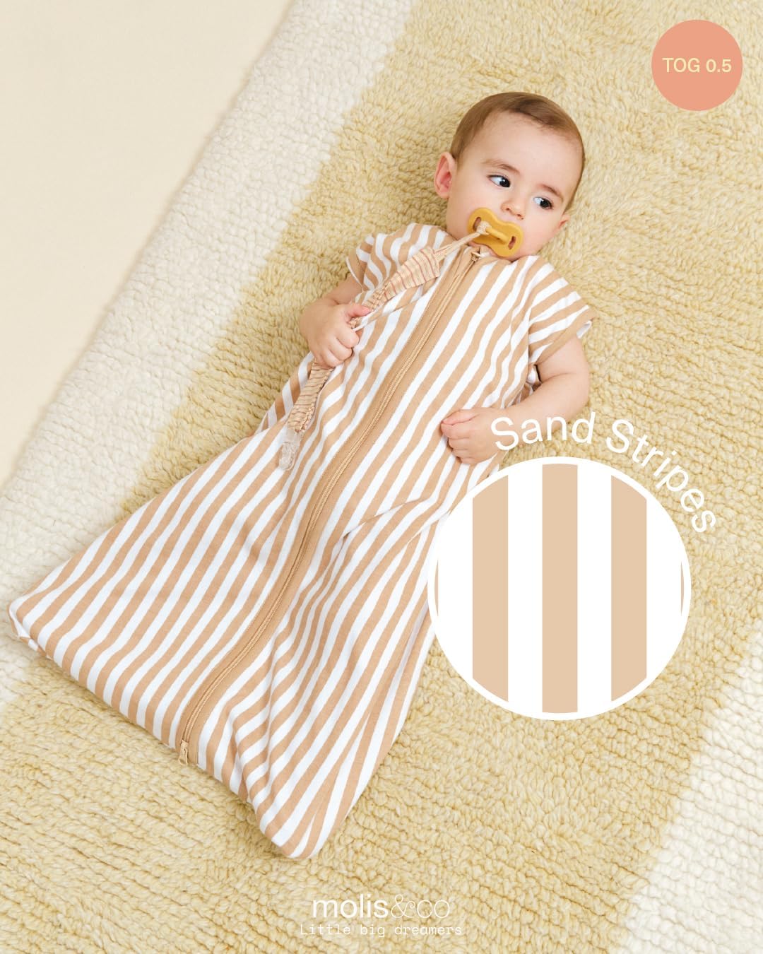 Babysommerschlafsack, 0-6 Monate, Sand Stripes 0-6 Monate