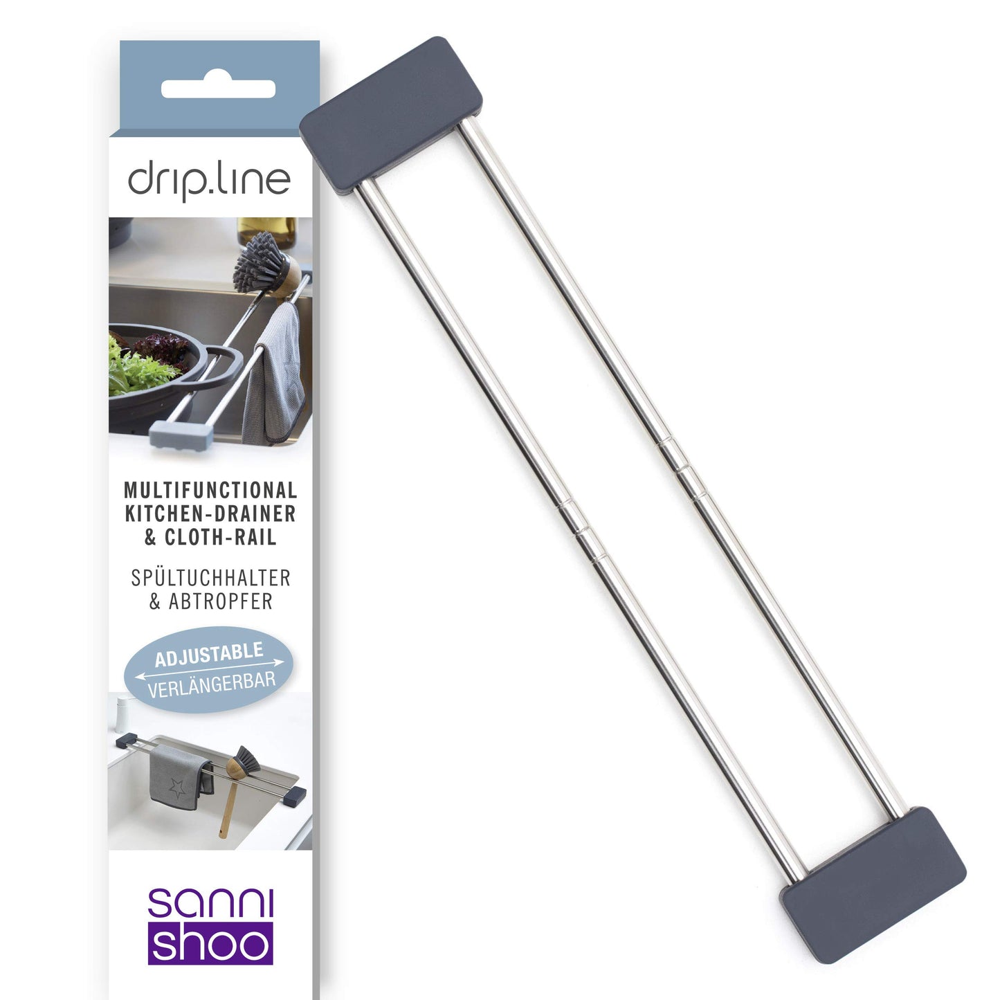 Multifunktionaler Spülen-Organizer (ausziehbar), Anthrazit Ausziehbar 32,5-56,5cm