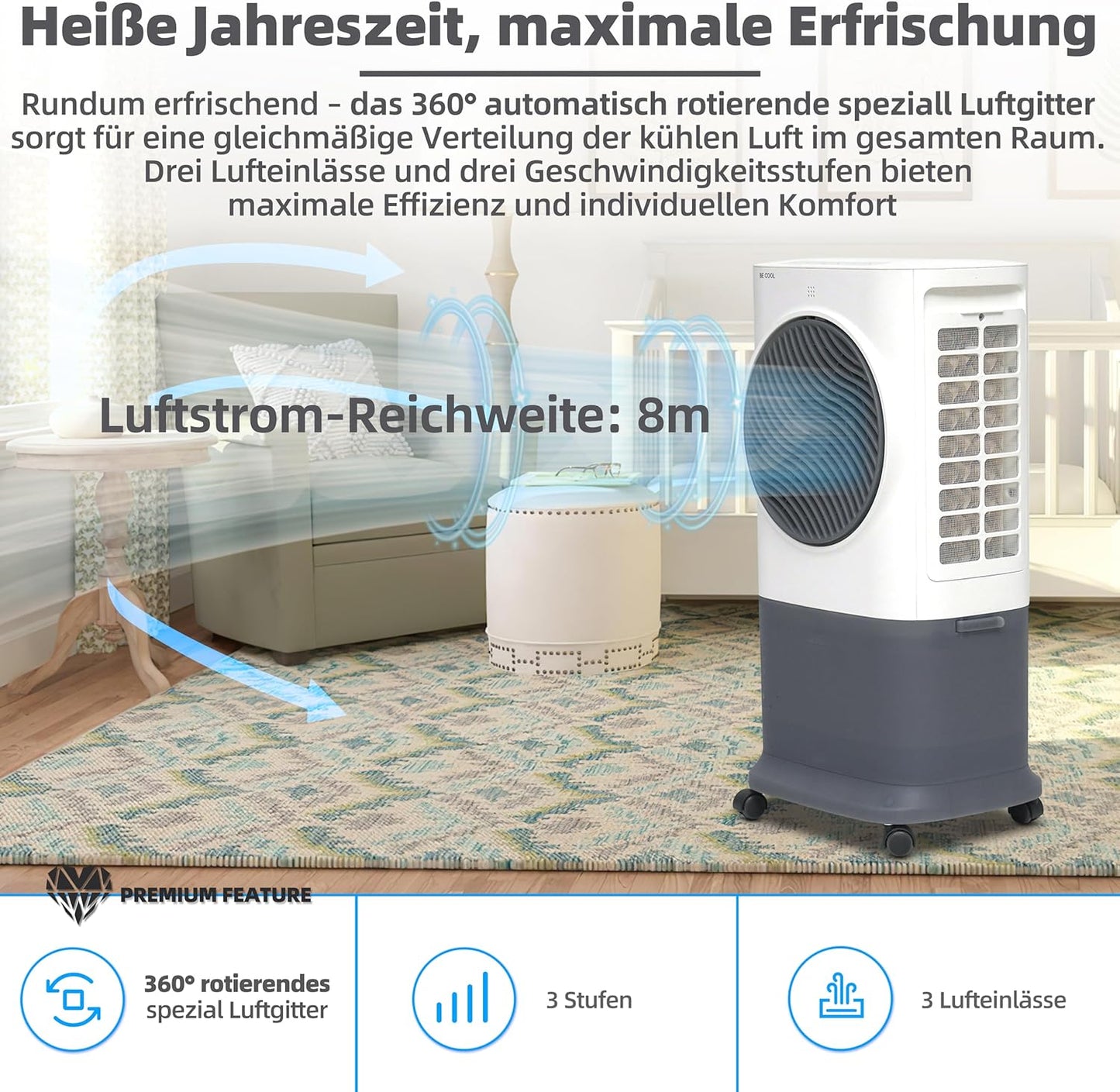 Luftkühler mit WiFi und Timer-Funktion