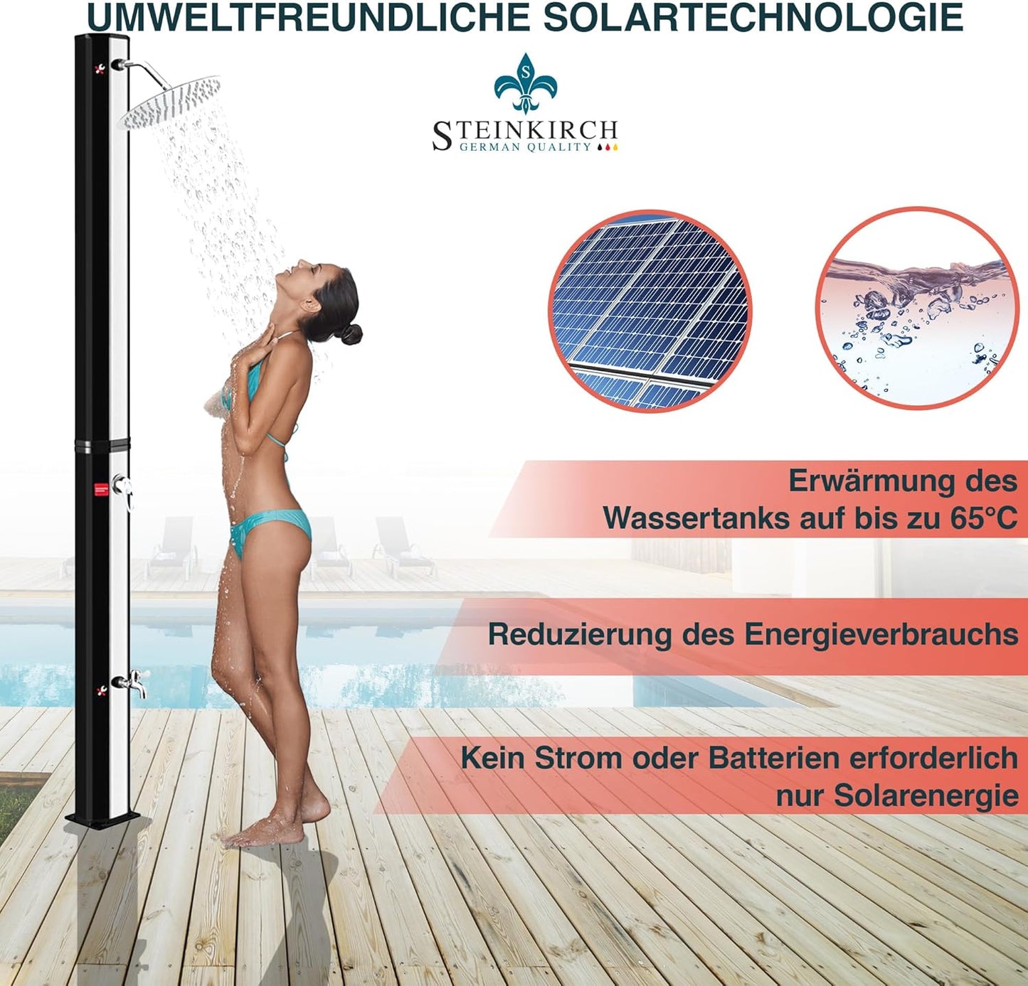 Solar Gartendusche, AquaSon: ø 200 mm (Edelstahl)