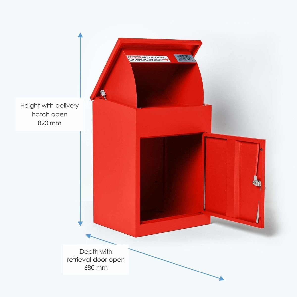 Paketbriefkasten mit Paketfach für Wandmontage, Rot