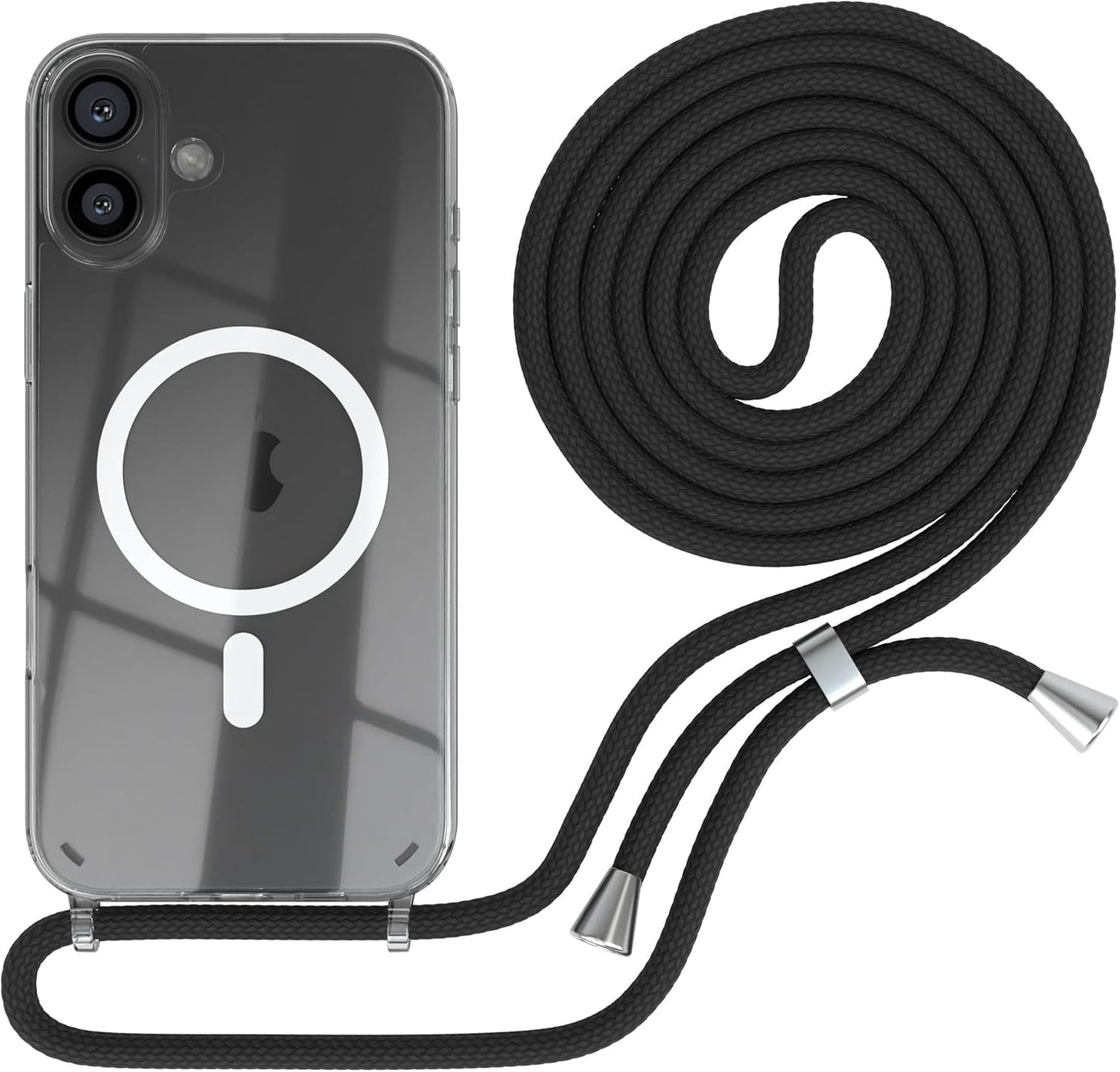 Handykette kompatibel mit iPhone 16 Plus, Schwarz iPhone 16 Plus