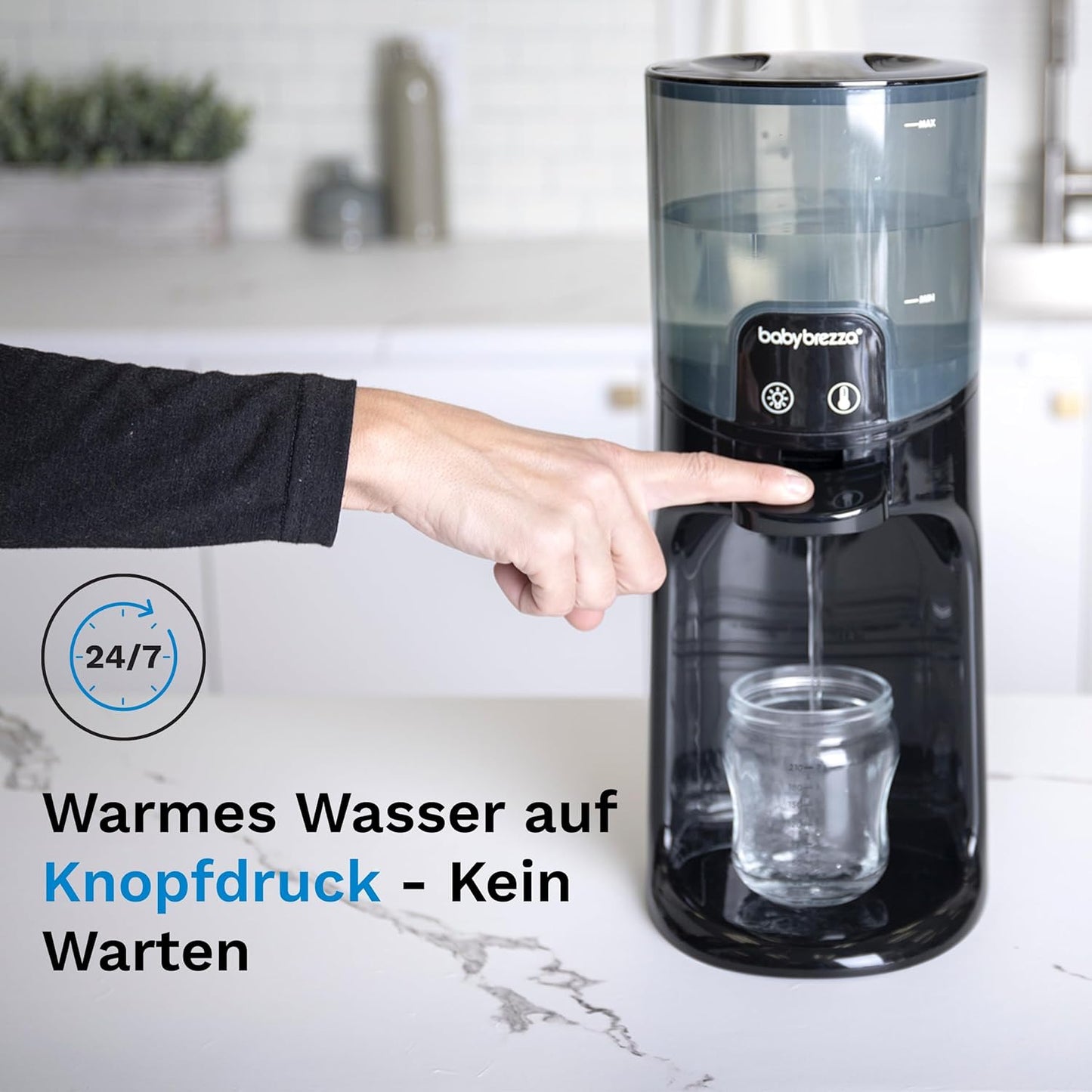 Wasserwärmer für Babynahrung mit 3 Temperaturstufen, Schwarz