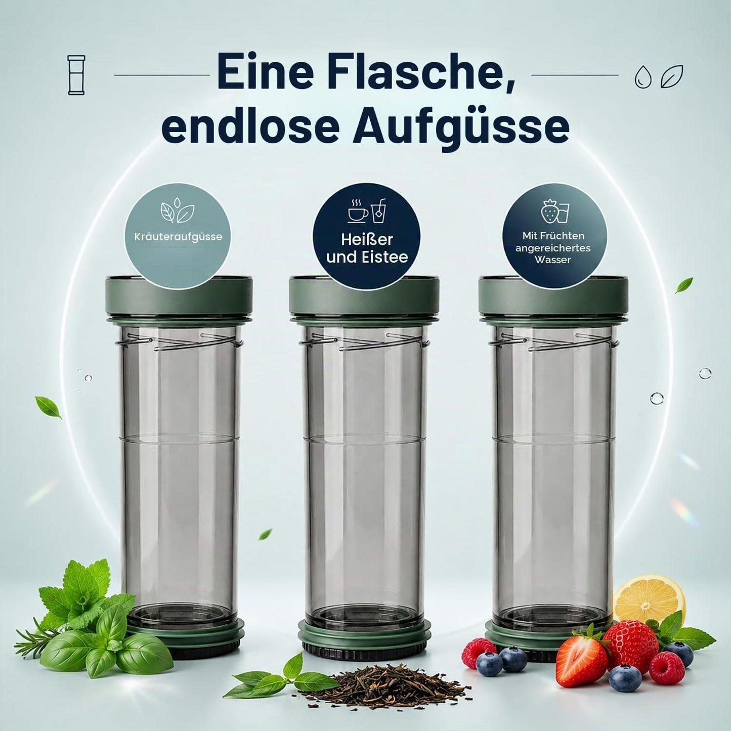 Doppelwandiger Thermobecher mit Sieb, Mintz