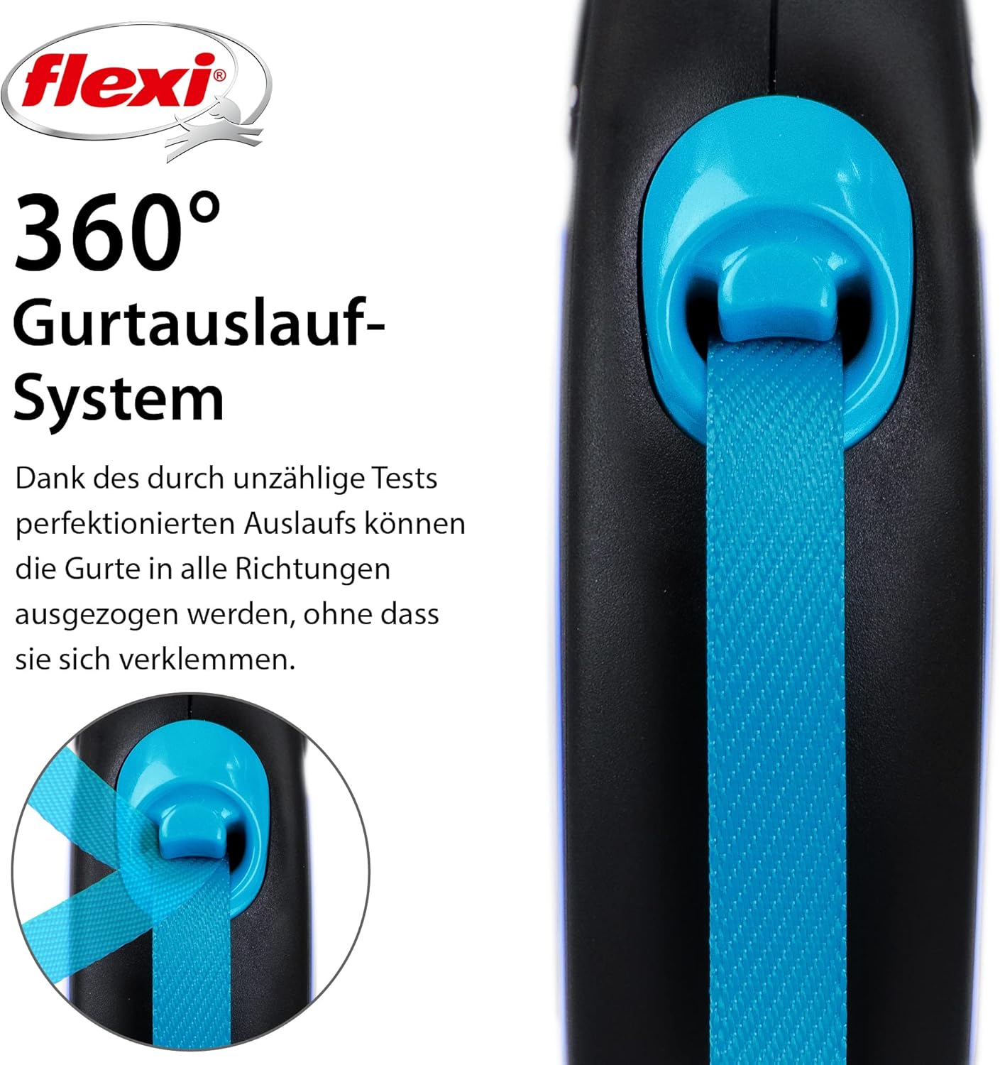 Roll-Leine Neon S für Hunde, S|schwarz/neonblau