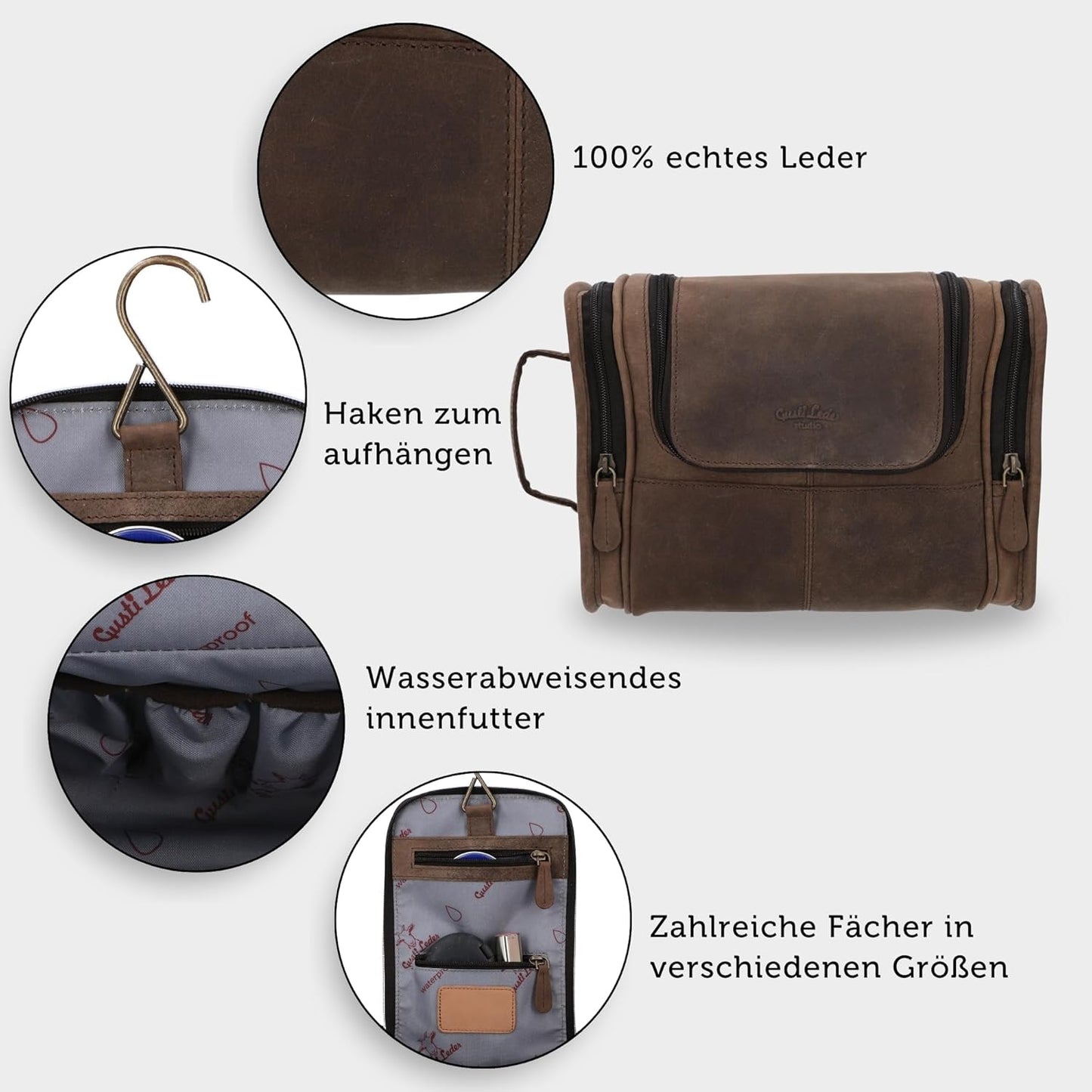 Kulturbeutel für Herren, Nussbaum
