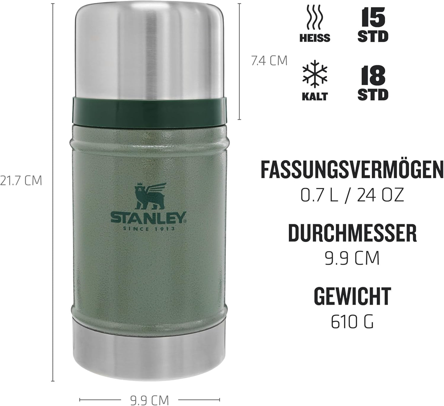Classic Thermobehälter, Hammertone Green 0.7L
