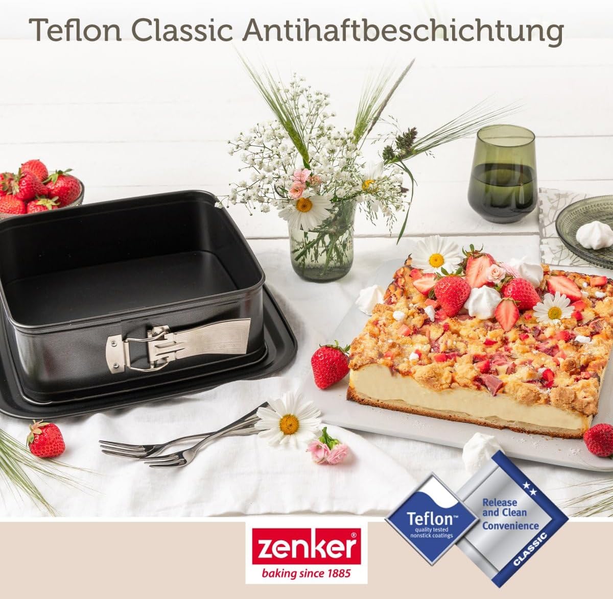 Springform 24x24 Bake,Click&Go, Quadratische Springform mit Haube