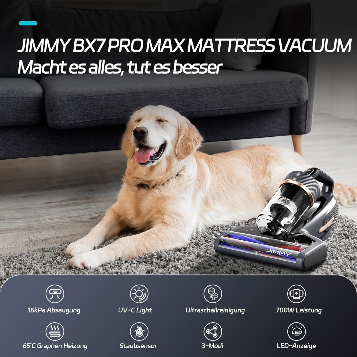 Milbensauger BX7 Pro Max mit UV-C-Licht & Heissluft