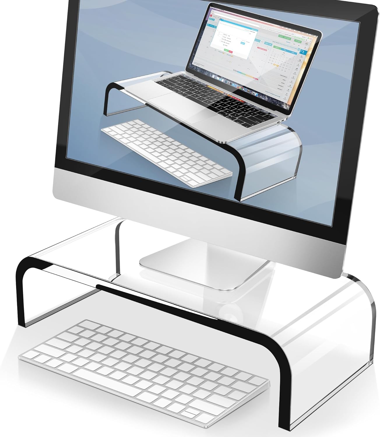 Monitorständer mit Tastaturablage, Klein - 1 Ebene