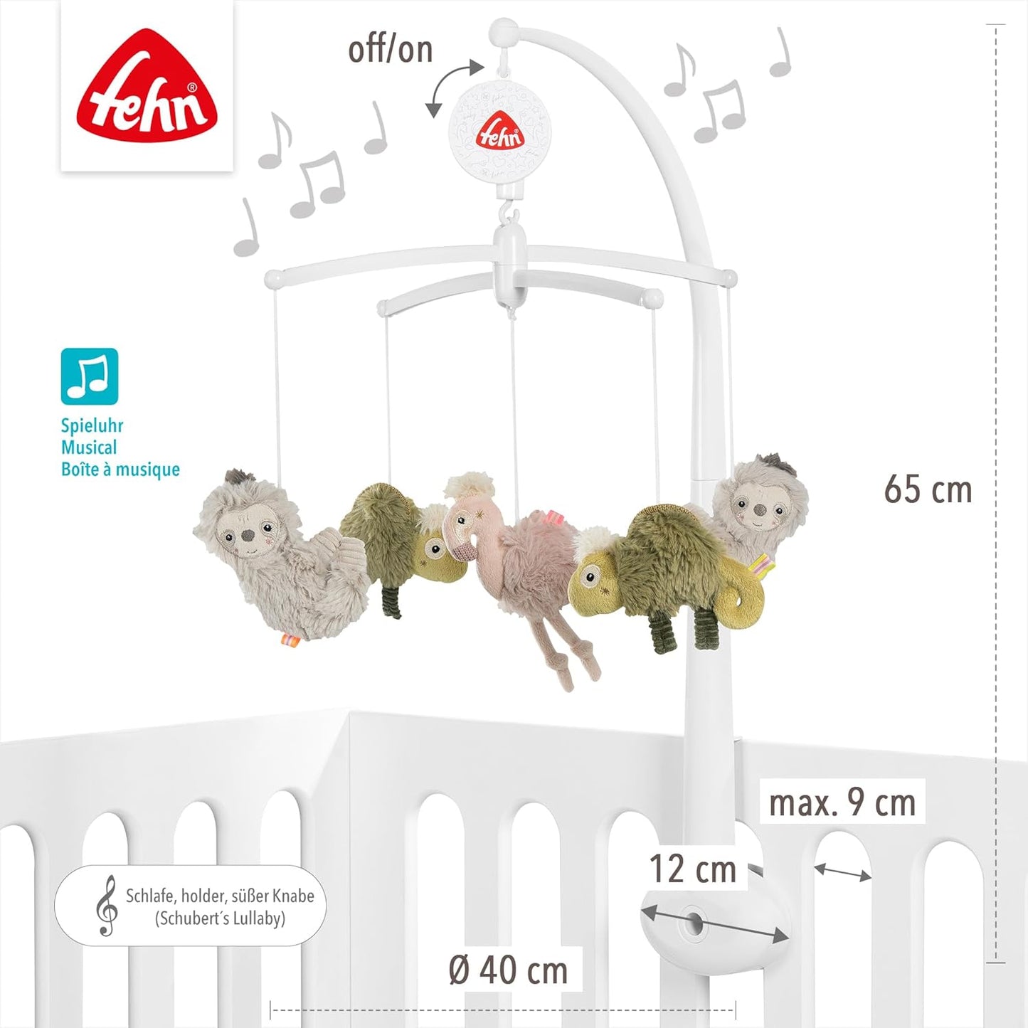 Musik-Mobile mit Spieluhr, Lazy, Crazy & Pink