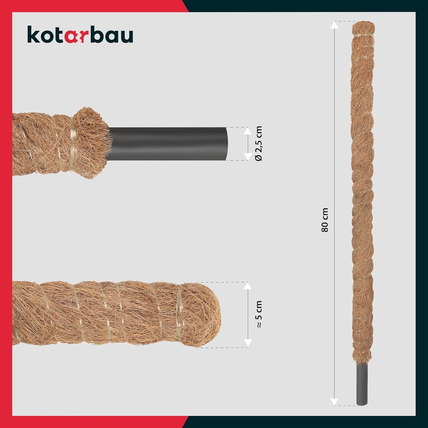 4er-Set Moosstäbe für Zimmerpflanzen, ⌀ 2,5 x 80 cm 4er Set