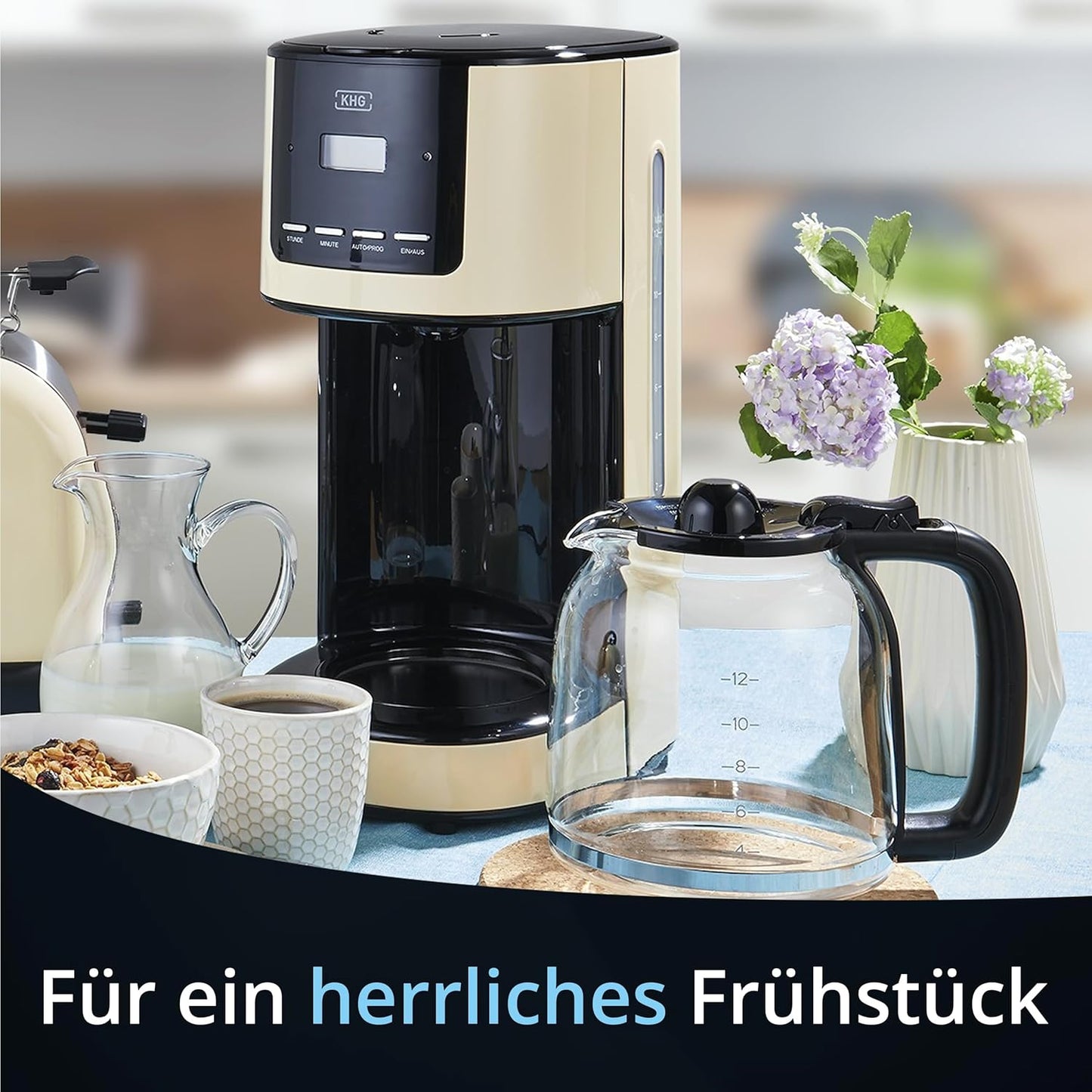 Kaffeemaschine KA-184 mit Timer-Funktion, Creme