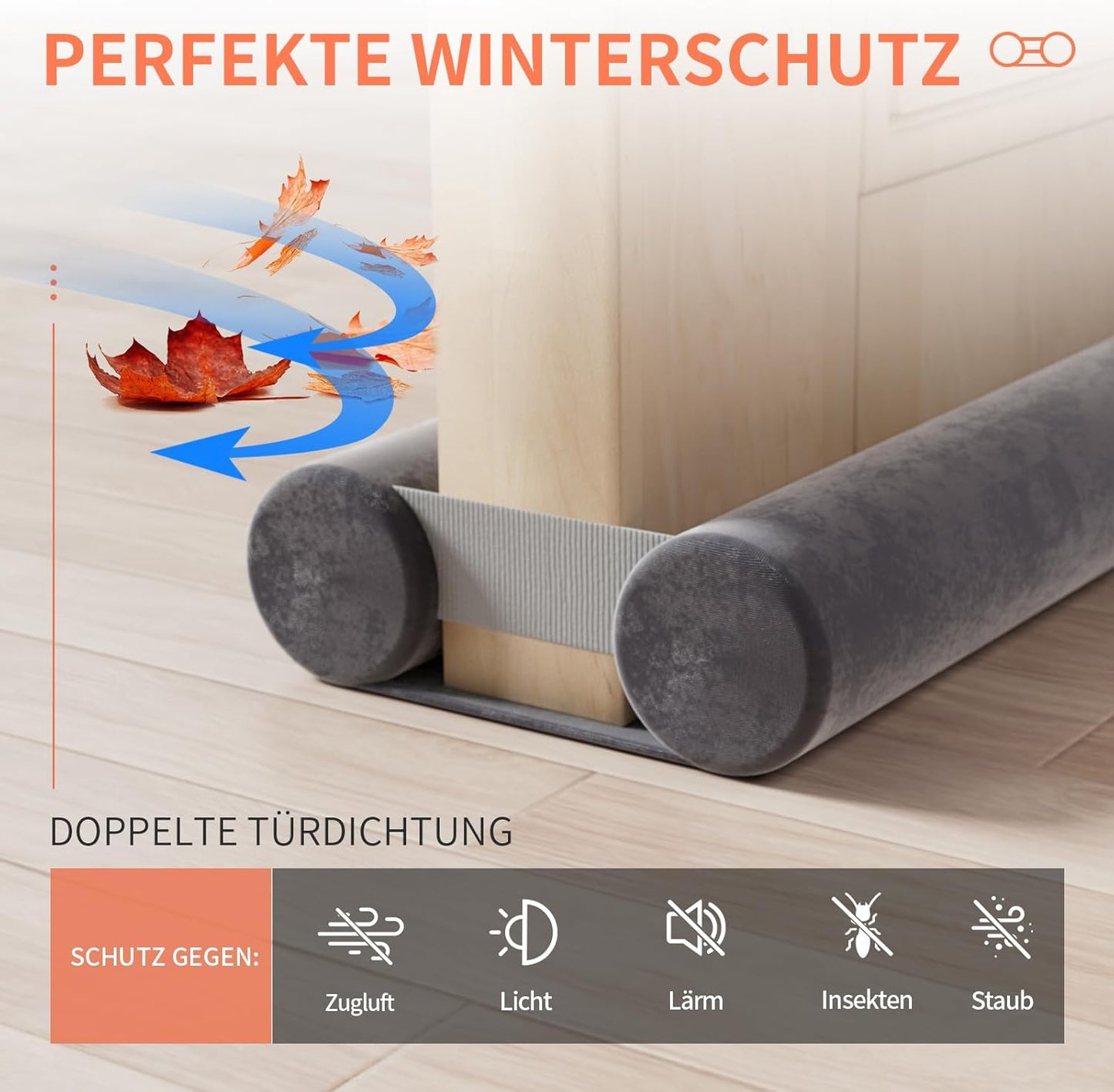 Schalldichter Zugluftstopper, Grau 80-100CM