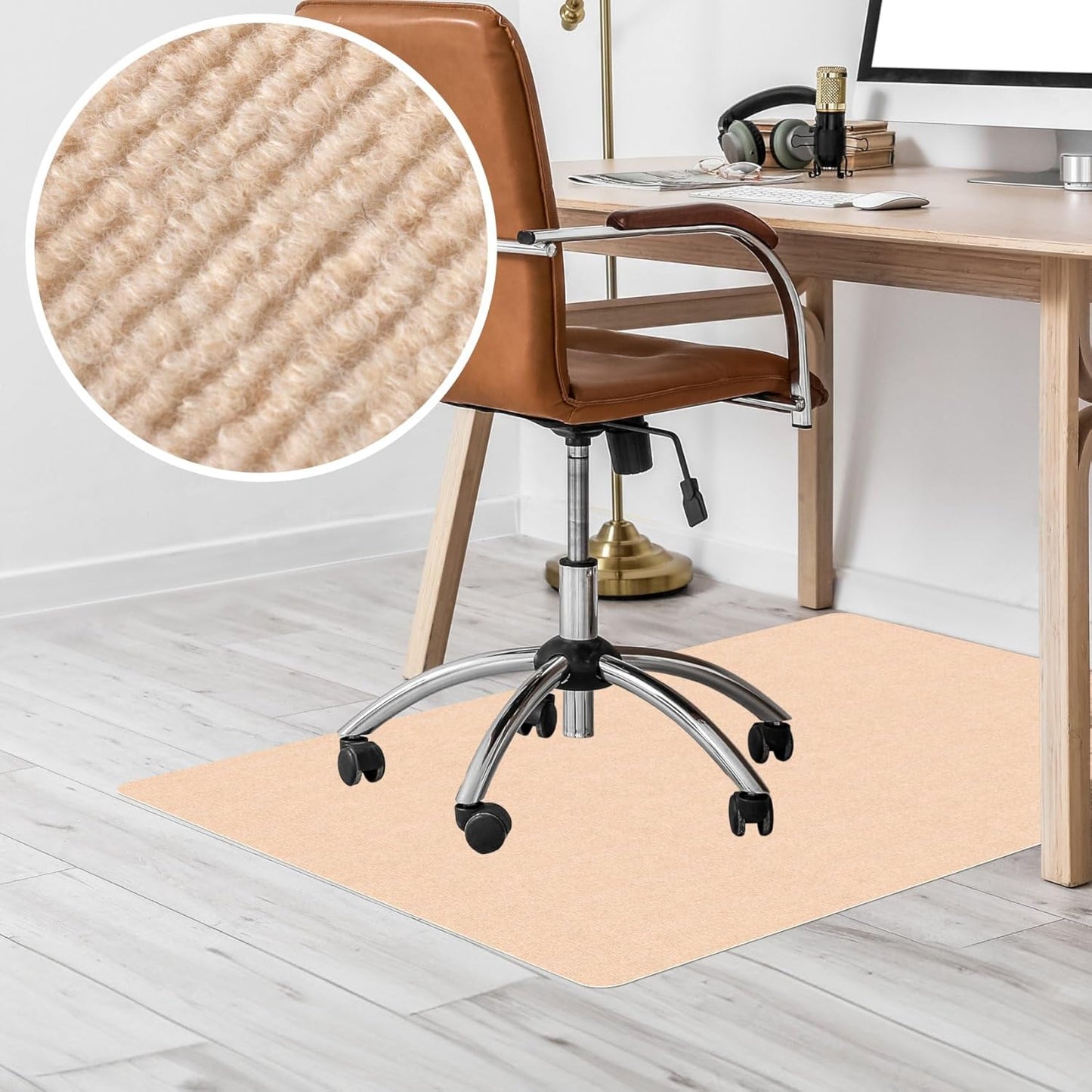 Selbsthaftende Bodenschutzmatte für Bürostuhl, 90 x 120 cm Creme