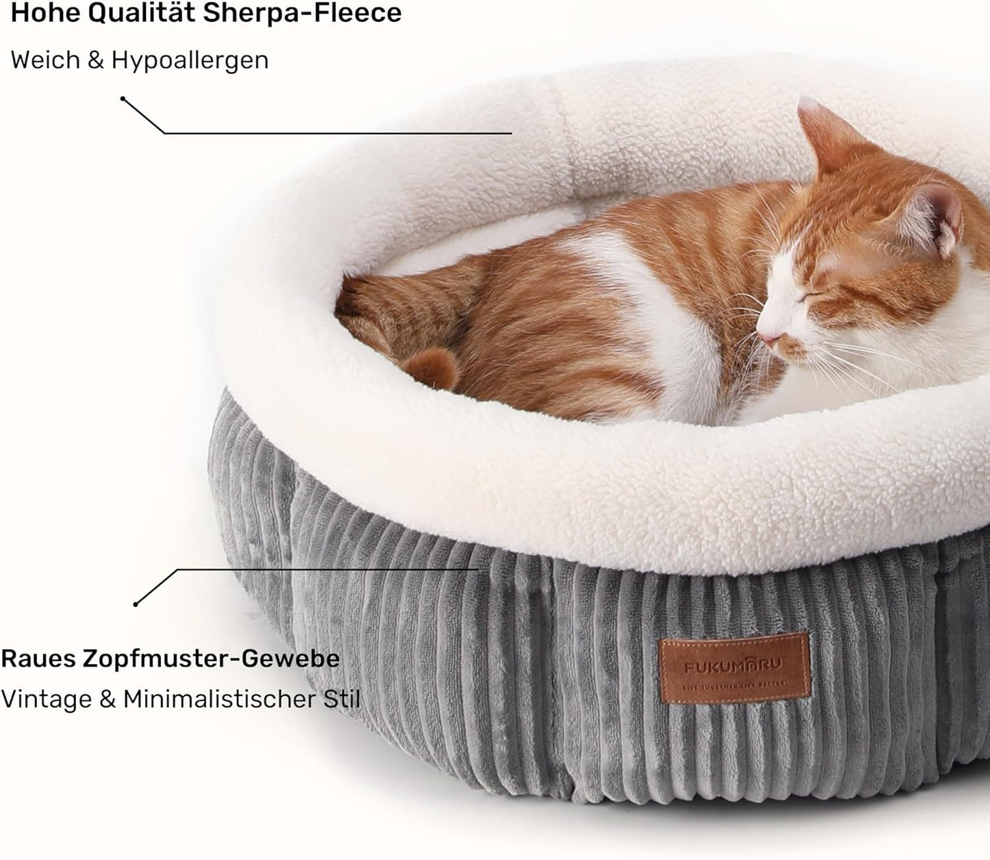 Katzenbett mit erhöhtem Rand, waschbar, grau