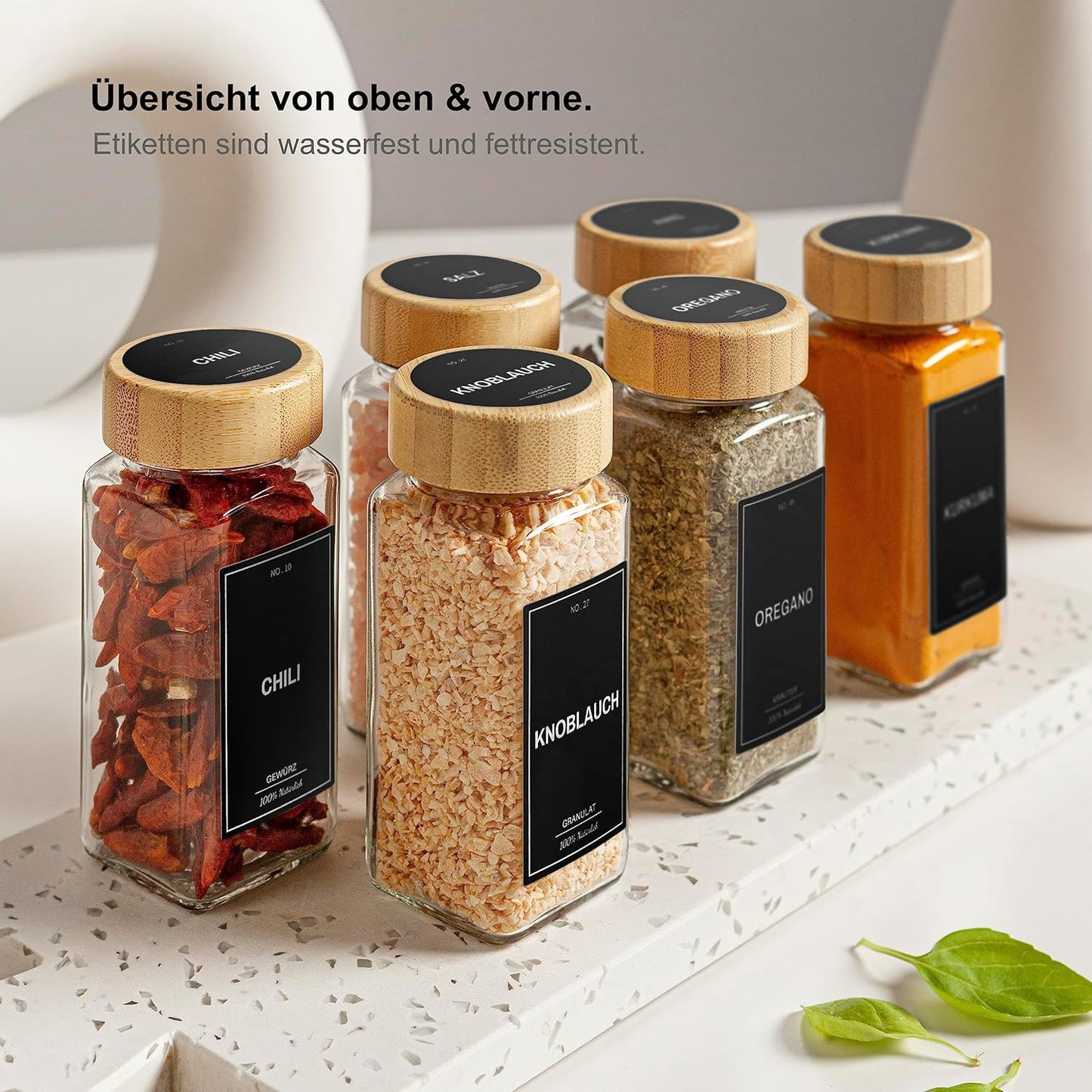 Gewürzgläser-Set, Wood Black